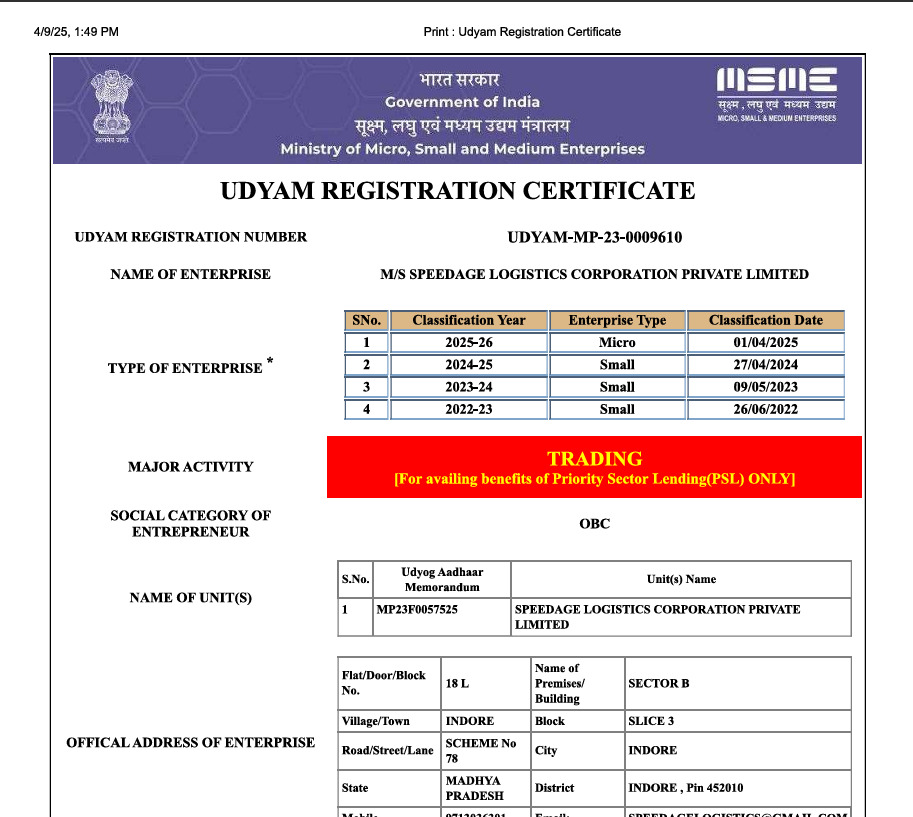 Udyam Registration